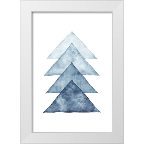 Blue Shapes II White Modern Wood Framed Art Print by JJ Design