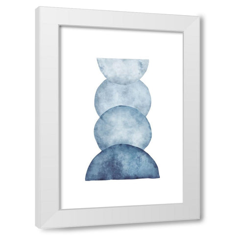 Blue Shapes III White Modern Wood Framed Art Print by JJ Design