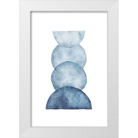 Blue Shapes III White Modern Wood Framed Art Print by JJ Design