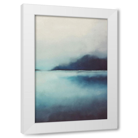 Misty Blue Landscape II White Modern Wood Framed Art Print by JJ Design