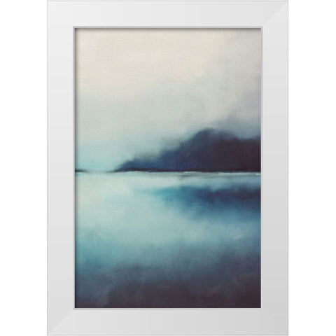 Misty Blue Landscape II White Modern Wood Framed Art Print by JJ Design