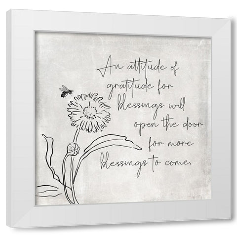 Attitude of Gratitude White Modern Wood Framed Art Print by JJ Design