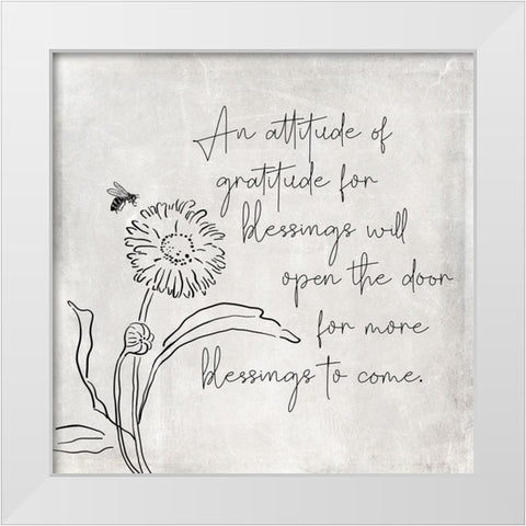 Attitude of Gratitude White Modern Wood Framed Art Print by JJ Design