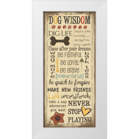 Dog Wisdom White Modern Wood Framed Art Print by Moulton, Jo