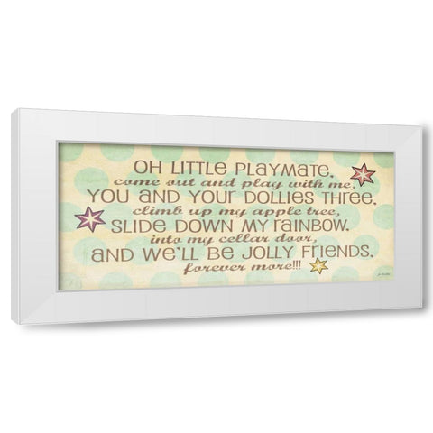 Little Playmate White Modern Wood Framed Art Print by Moulton, Jo
