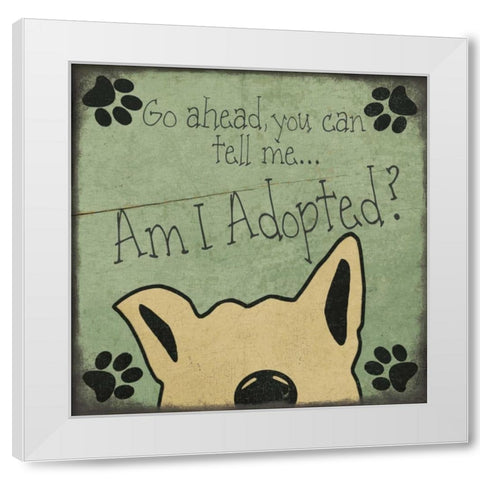 Am I Adopted White Modern Wood Framed Art Print by Moulton, Jo