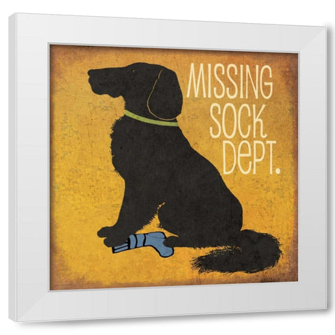 Missing Sock Department White Modern Wood Framed Art Print by Moulton, Jo