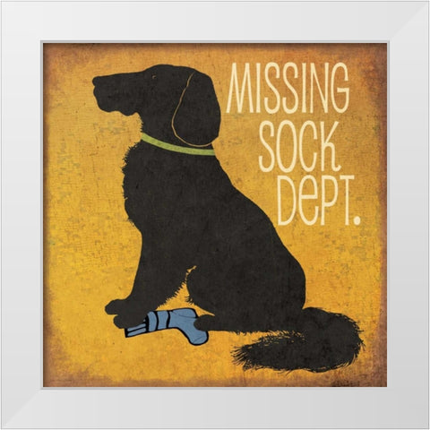Missing Sock Department White Modern Wood Framed Art Print by Moulton, Jo