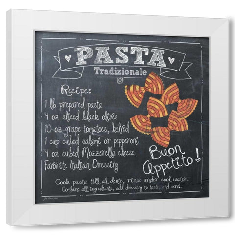 Pasta Recipe White Modern Wood Framed Art Print by Moulton, Jo