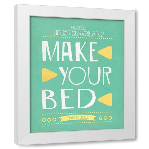 Make Your Bed White Modern Wood Framed Art Print by Moulton, Jo