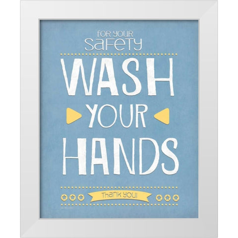 Wash Your Hands White Modern Wood Framed Art Print by Moulton, Jo