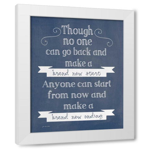 New Start - Navy White Modern Wood Framed Art Print by Moulton, Jo