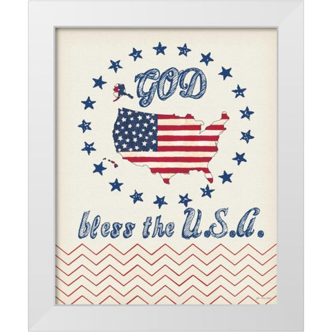 God Bless the USA White Modern Wood Framed Art Print by Moulton, Jo