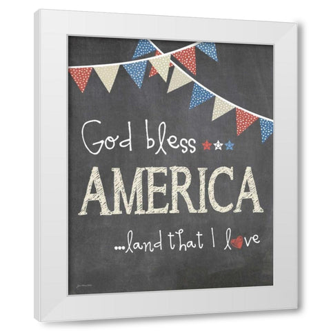God Bless America White Modern Wood Framed Art Print by Moulton, Jo