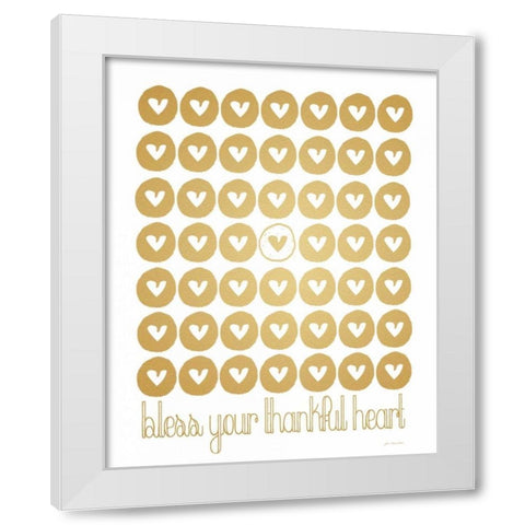 Faux Gold Bless Your Thankful Heart White Modern Wood Framed Art Print by Moulton, Jo