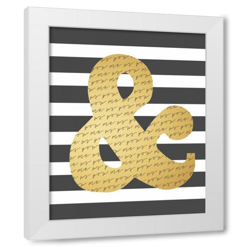 Faux Gold Ampersand White Modern Wood Framed Art Print by Moulton, Jo