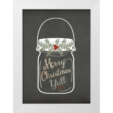 Merry Christmas Yall White Modern Wood Framed Art Print by Moulton, Jo