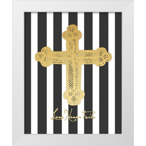 Gold Cross White Modern Wood Framed Art Print by Moulton, Jo