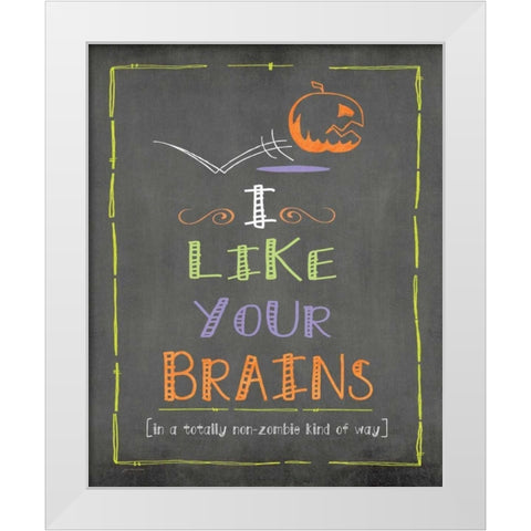 Brains White Modern Wood Framed Art Print by Moulton, Jo