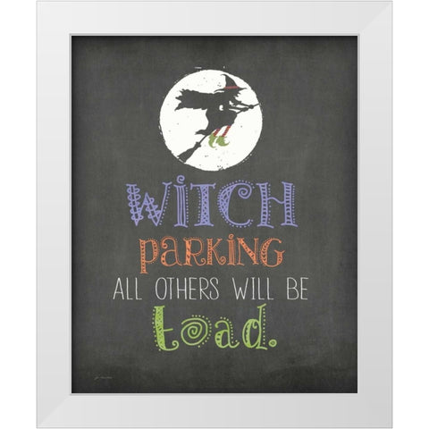 Witch Parking White Modern Wood Framed Art Print by Moulton, Jo