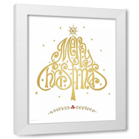 Merry Christmas White Modern Wood Framed Art Print by Moulton, Jo