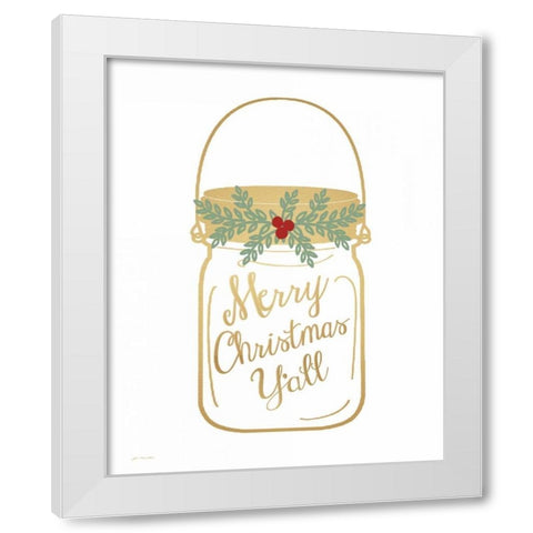 Merry Christmas Yall White Modern Wood Framed Art Print by Moulton, Jo
