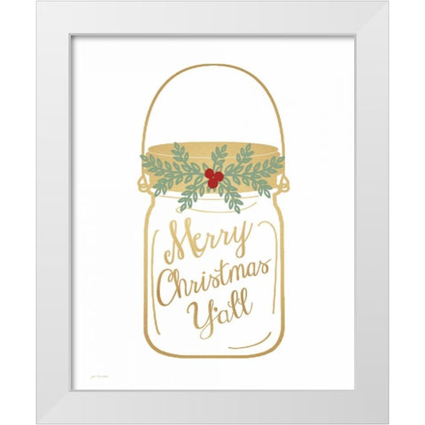 Merry Christmas Yall White Modern Wood Framed Art Print by Moulton, Jo