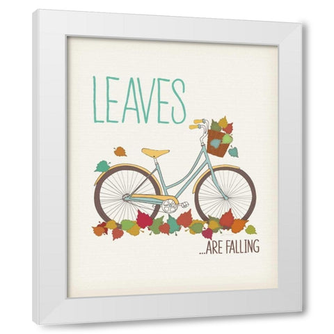 Leaves are Falling White Modern Wood Framed Art Print by Moulton, Jo