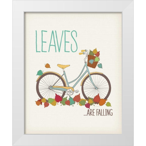 Leaves are Falling White Modern Wood Framed Art Print by Moulton, Jo