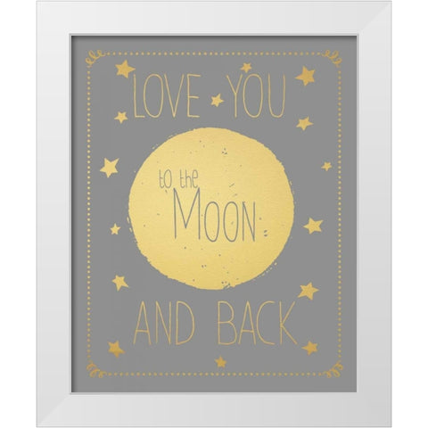 Moon and Back Gold Font White Modern Wood Framed Art Print by Moulton, Jo