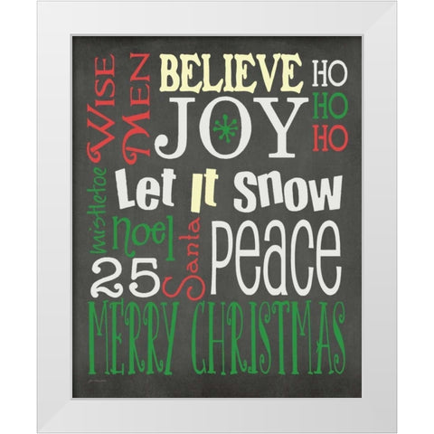 Christmas Subway White Modern Wood Framed Art Print by Moulton, Jo