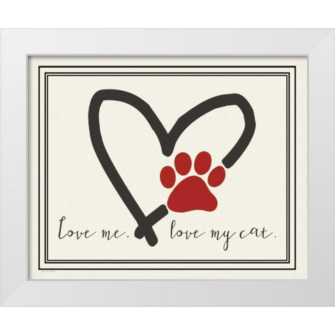 Love Me Cat White Modern Wood Framed Art Print by Moulton, Jo