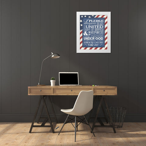Flag Pledge of Allegiance White Modern Wood Framed Art Print by Moulton, Jo