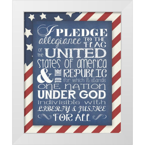 Flag Pledge of Allegiance White Modern Wood Framed Art Print by Moulton, Jo