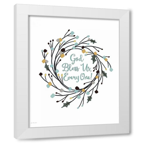 God Bless Us Everyone White Modern Wood Framed Art Print by Moulton, Jo