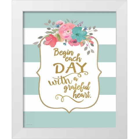 Grateful Heart White Modern Wood Framed Art Print by Moulton, Jo