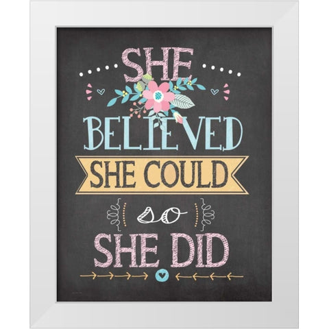 She Believed White Modern Wood Framed Art Print by Moulton, Jo