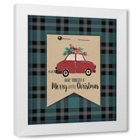 Merry Little Christmas Plaid White Modern Wood Framed Art Print by Moulton, Jo