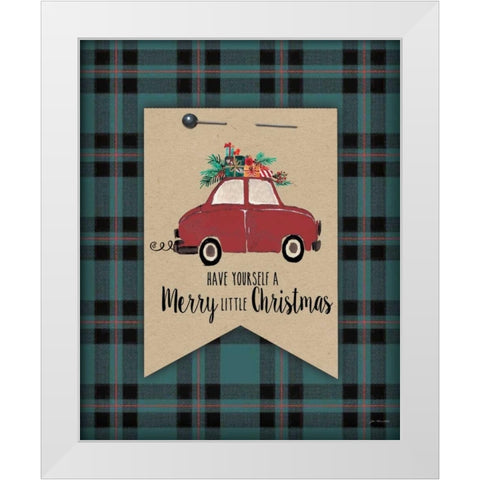 Merry Little Christmas Plaid White Modern Wood Framed Art Print by Moulton, Jo