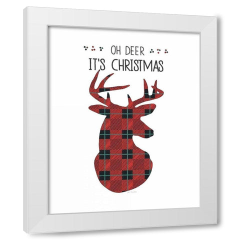 Oh Deer Its Christmas White Modern Wood Framed Art Print by Moulton, Jo