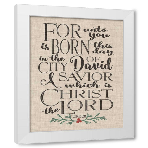 Luke 2-11 Linen White Modern Wood Framed Art Print by Moulton, Jo
