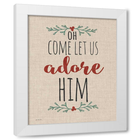 Adore Him Rustic Linen White Modern Wood Framed Art Print by Moulton, Jo