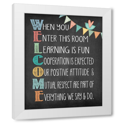 Welcome White Modern Wood Framed Art Print by Moulton, Jo