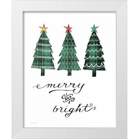 Merry and Bright White Modern Wood Framed Art Print by Moulton, Jo
