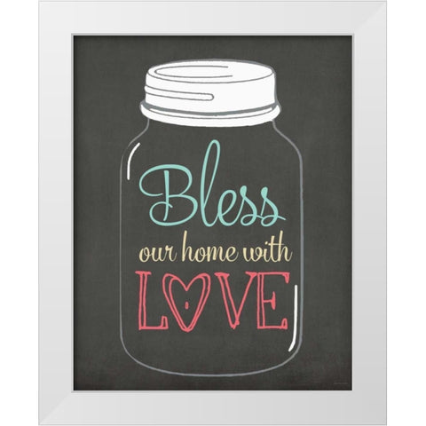 Bless Our Home White Modern Wood Framed Art Print by Moulton, Jo