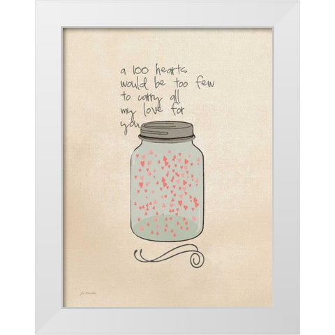 100 Hearts White Modern Wood Framed Art Print by Moulton, Jo