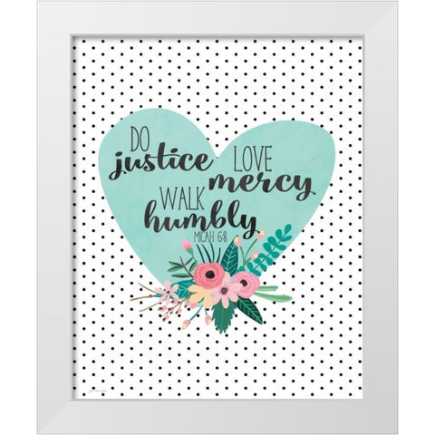 Love Mercy White Modern Wood Framed Art Print by Moulton, Jo