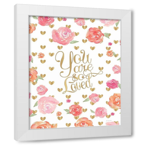 Love Floral White Modern Wood Framed Art Print by Moulton, Jo