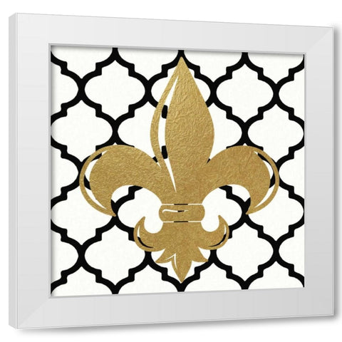 Fleur de Lis Quatrefoil White Modern Wood Framed Art Print by Moulton, Jo