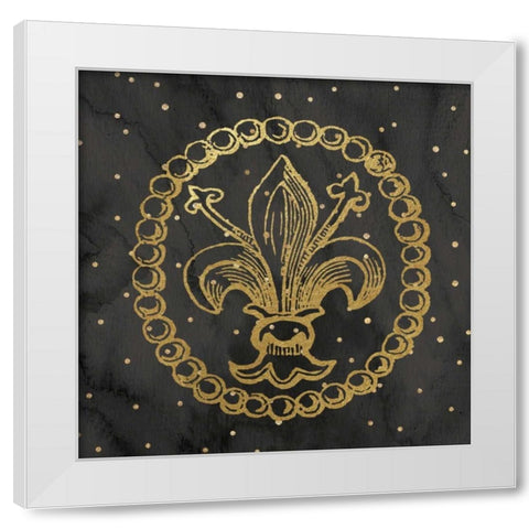 Fleur de Lis Watercolor Polka Dots II White Modern Wood Framed Art Print by Moulton, Jo